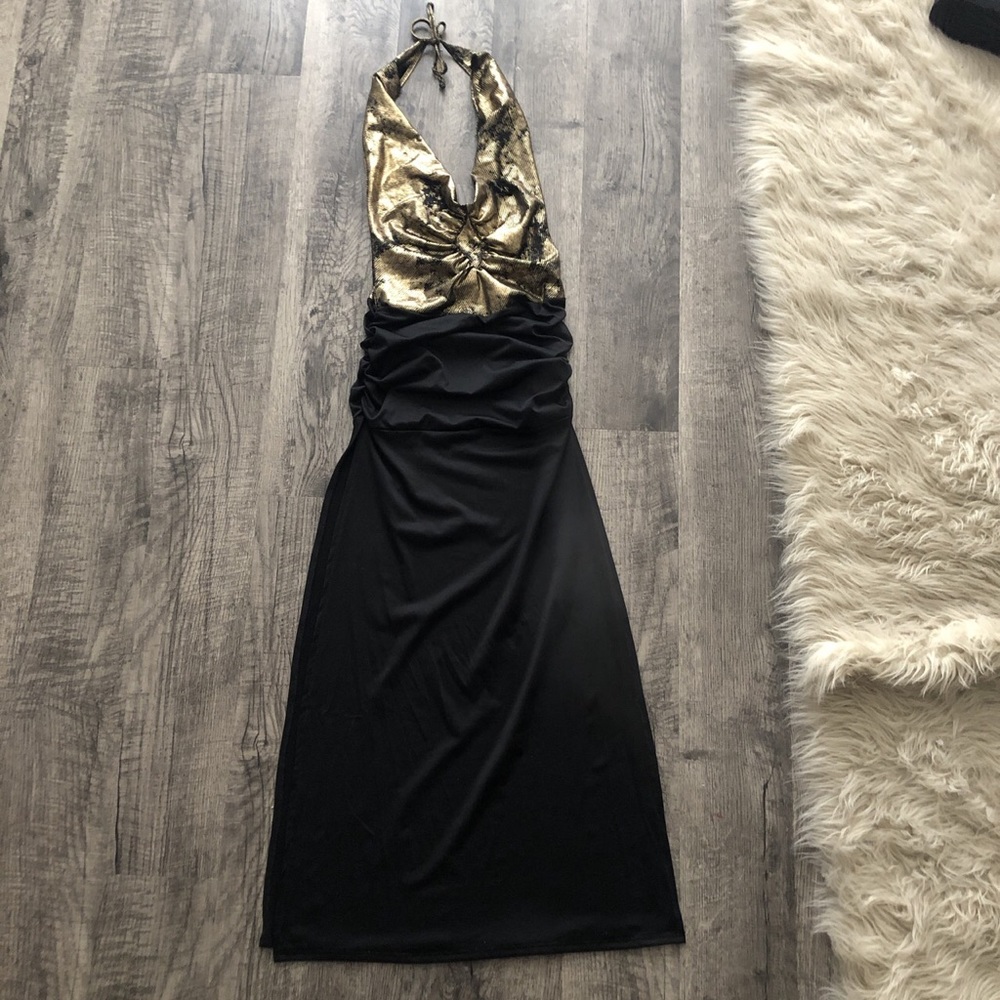 Gold and black exotic gown